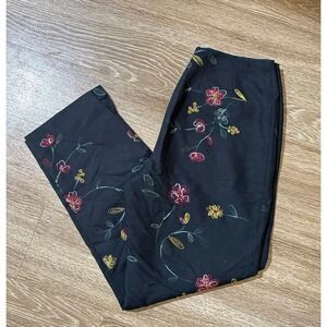 Vintage Peter Martin Silk Embroidered Floral Pants Cottagecore Coquette Girly